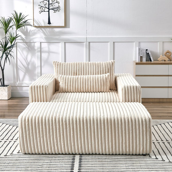 English Elm 75-Inch Corduroy Sponge Lounge Chair With Removable Footrest – Stylish, Comfortable, No Assembly Needed! W834P206099