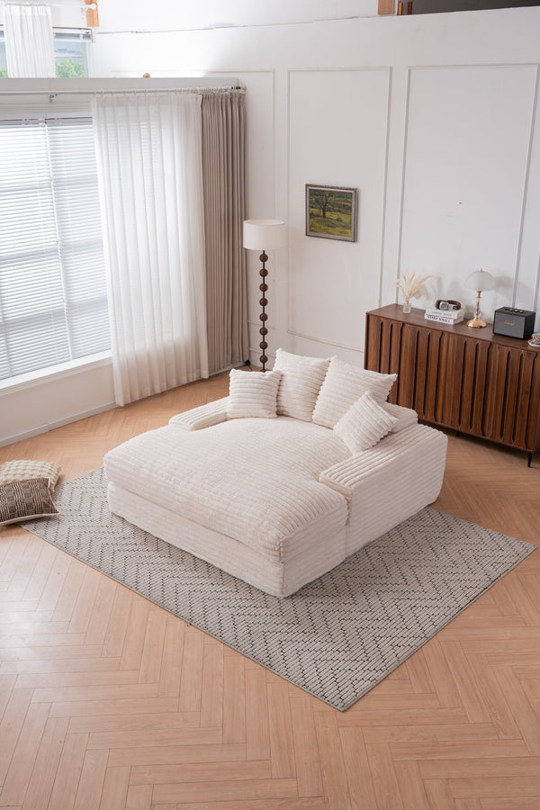 English Elm 028-oversized Corduroy Chaise Sleeper Sofa with Foam Support for Apartments W527P412860