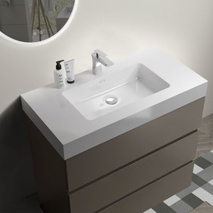 English Elm Alice 36" Gray Freestanding Bathroom Vanity With Soft-Close Drawers & Glossy White Sink Basin W1865S00015