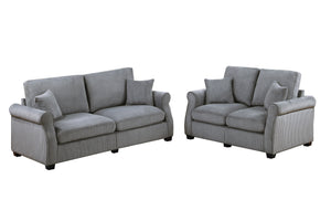 English Elm Black Corduroy Upholstered Sofa and Loveseat Set for Contemporary Living Rooms Fog B011S02182