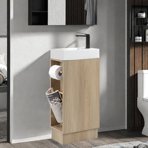 English Elm 16 16 inch bathroom vanity sink combo for small spaces with stone sink, soft-close doors, storage pockets Natural Ash 19.3 L x 13 W x 30.7 H W3520P327621