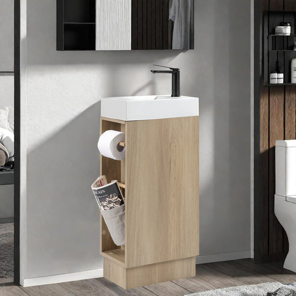 English Elm 16 16 inch bathroom vanity sink combo for small spaces with stone sink, soft-close doors, storage pockets Natural Ash 19.3 L x 13 W x 30.7 H W3520P327621