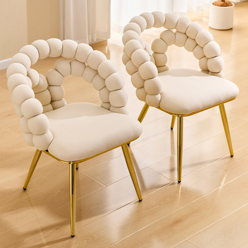 English Elm Modern Velvet Bubble Back Dining Chairs with Gold Legs Glam Accent Seating Set of 2 W3875P437077