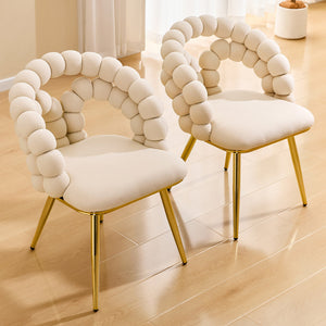 English Elm Modern Velvet Bubble Back Dining Chairs with Gold Legs Glam Accent Seating Set of 2 W3875P437077