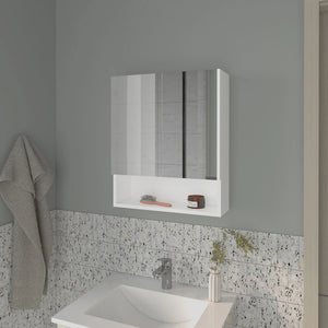 English Elm White Mirrored Medicine Cabinet with Open Shelves, 3-Tier White Storage Wall Cabinet for Bath (23.3"x5.9"x19.7") B062P290240