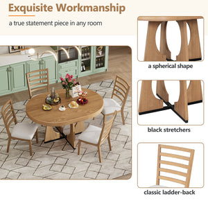English Elm Trexm Extendable Round Dining Set Oak Veneer Sculptural Base Seats Four to Six Natural ST000131AAD-2026