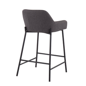 English Elm Daniella Industrial Counter Stools Set Of 2 - Black Metal Frame & Charcoal Fabric For Modern Spaces B202S00042