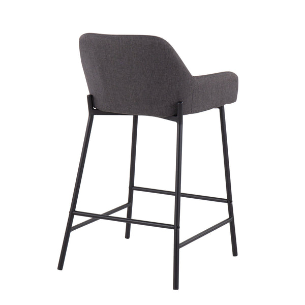 English Elm Daniella Industrial Counter Stools Set Of 2 - Black Metal Frame & Charcoal Fabric For Modern Spaces B202S00042