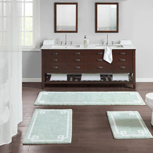 Madison Park Evan Transitional Cotton Tufted Bath Rug 24x72 MP72-3613 Seafoam