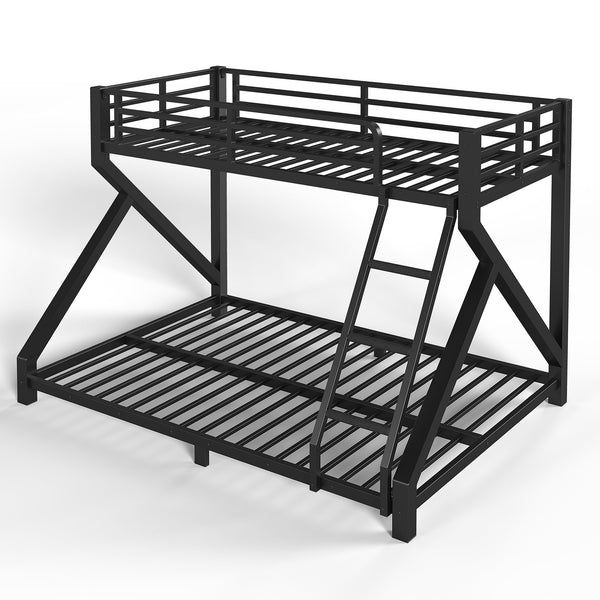 English Elm Twin Over Full Metal Bunk Bed Low Profile Heavy Duty Frame for Kids Guest Rooms W5305P463443