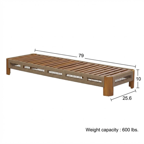 English Elm Acacia Solid Wood Outdoor Chaise Lounge with Rope Panels and Adjustable Reclining Back N767P369236T