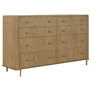 English Elm Stevie Sand Wash 8-Drawer Dresser - Mid-Century Modern Elegance With Bohemian Flair For Stylish Storage B062P358072-GIGA