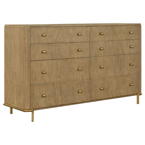 English Elm Stevie Sand Wash 8-Drawer Dresser - Mid-Century Modern Elegance With Bohemian Flair For Stylish Storage B062P358072-GIGA