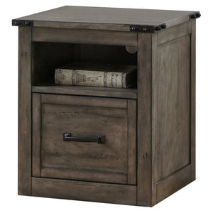 English Elm Storehouse Industrial Rustic File Cabinet Smoked Grey Hardwood with Iron Rivet Hardware B108P468548
