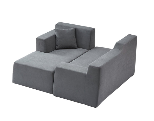 English Elm Modern Corduroy L-shaped Sectional High Back Sofa for Minimalist Living Rooms W3396P413157