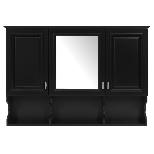 English Elm 3-in-1 Wall Mounted Bathroom Medicine Cabinet with Soft Close Mirror and Towel Bar Black N710P358620B