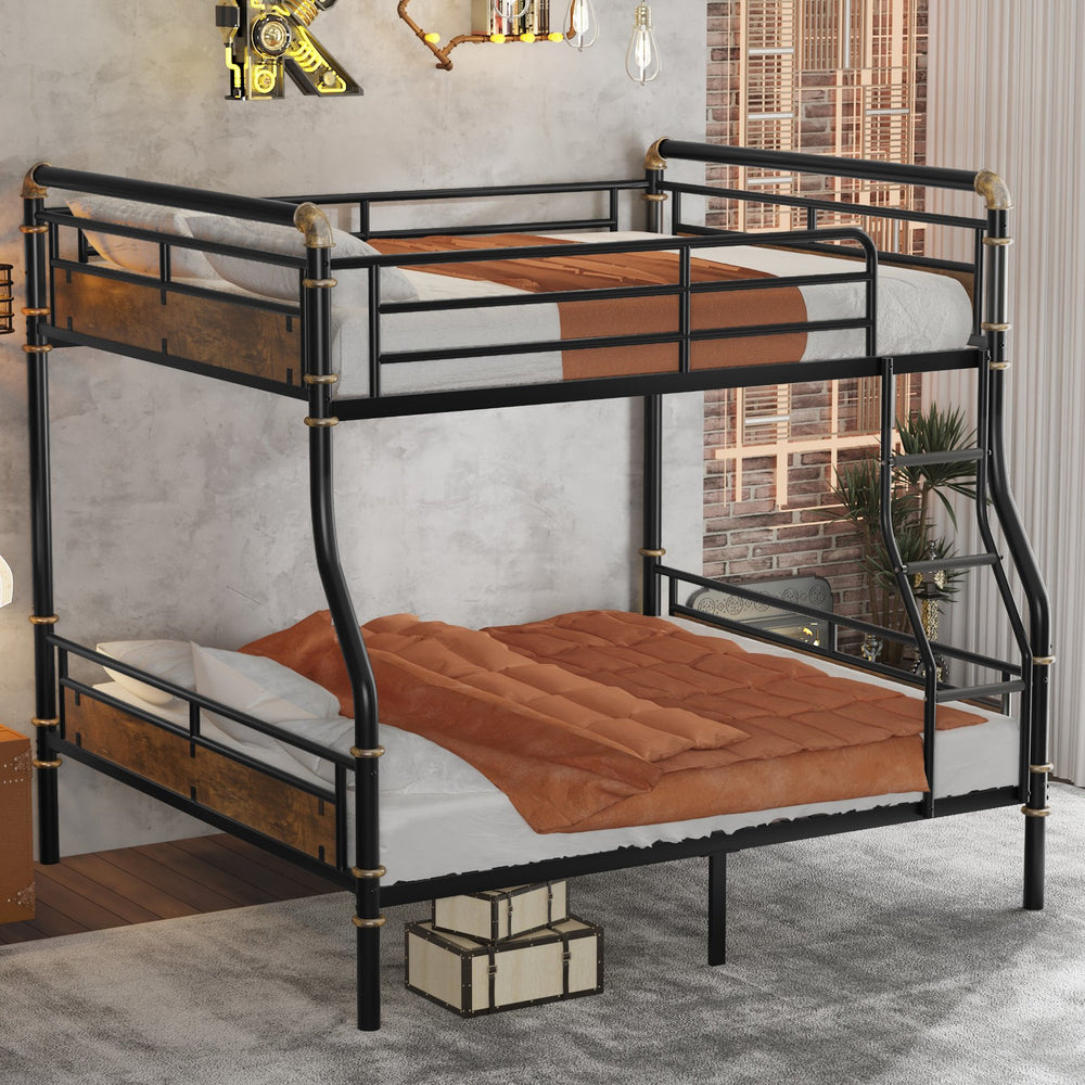 English Elm Full Xl Over Queen Metal Bunk Bed – Stylish Industrial Design With Detachable Feature For Teens! W2580S00013
