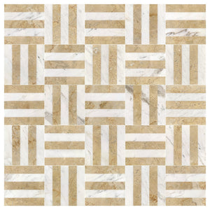English Elm 12*12 Waterjet Marble Tiles - Luxurious White & Gold Polished Design For Elegant Floors & Walls W1696P262346