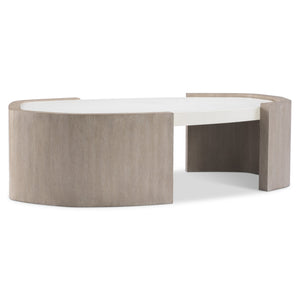 Bernhardt Bernhardt Weston Sculptural Cocktail Table In Light Fossil Top With Tawny Oak Cradling Panels, 57" 527017