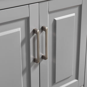 English Elm Fully 60'' Freestanding Double Bathroom Vanity with Solid Wood Base and Carrara Engineered Marble Top Gray W1826P382805