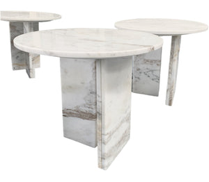 English Elm White Natural Marble Coffee Table Set - Elegant, Durable & Versatile Accent Tables For Living Rooms W1696P262762-GIGA