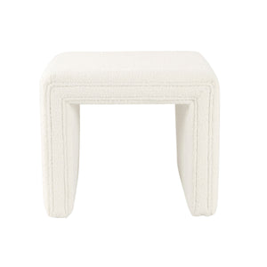English Elm Ada Channel Tufted Faux Leather Footstool Ottoman Mid-century Square Accent Seat Cream B056P412629