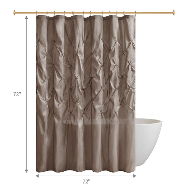 JLA Home Madison Park - Tufted Laurel Semi-Sheer Shower Curtain with Textured Tufting, Lightweight Polyester, Machine Washable Taupe MP70-438