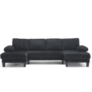 English Elm Modern U-Shaped 4-Seat Sofa With Double Chaise - Luxurious Velvet, Spacious Comfort & Style W2705S00017-GIGA