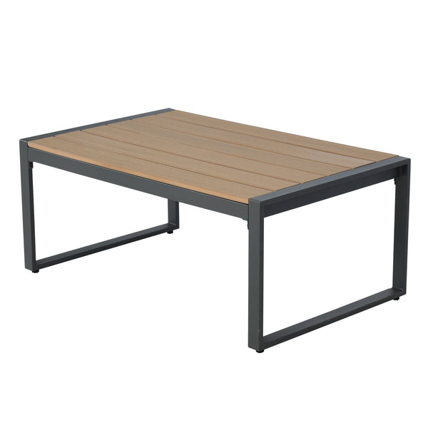 English Elm Outdoor 4 Piece Aluminum Conversation Set Faux Wood Frame with Grey Cushions W2071S00005