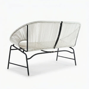 English Elm Condessa Outdoor Pe Rattan Loveseat Iron Frame Weather Resistant Patio Seating White N775P423051W