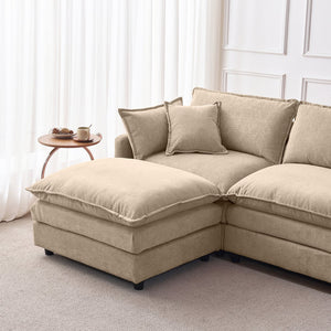 English Elm 105" L-shaped Chenille Sectional with Ottoman Pocket Spring Living Room Sofa Coffee W1097S00227