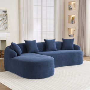 English Elm Compression Compression Sponge Sofa Curved Modular Sectional with 30D High-Density Chenille Sleeper for Cozy Apartment Living Room Comfort and Safe Rounded Design Navy Blue W2231S00030
