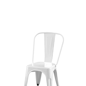 English Elm Set Of 4 Stackable High Gloss White Metal Dining Chairs - Lightweight, Easy-Clean, Modern Design! B347P383398-GIGA