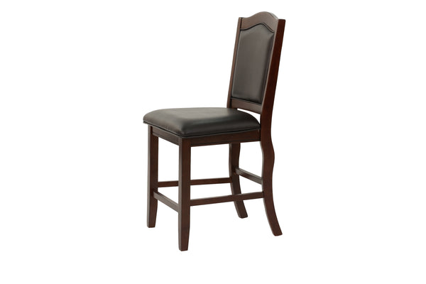 English Elm Formal Counter Height Dining Table Set with Open Shelf and Four Upholstered Side Chairs, Solidwood Finish for Contemporary Gatherings Espresso 46 L x 46 W x 8 H B011S01095