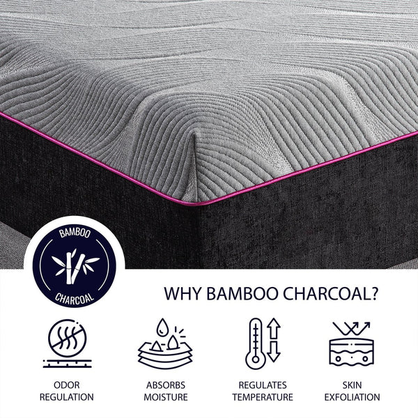 English Elm Renew Queen Mattress Copper Infused Gel Foam Bamboo Charcoal Cover Medium Firm B210P286849