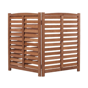 English Elm 3-panel Slatted Wood Outdoor Privacy Screen for Ac Units Trash Enclosures Gardens Brown W2640P272036