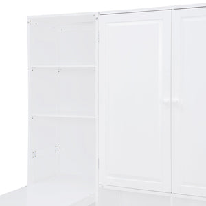 English Elm Full Size Wooden Daybed With Versatile Workspace, Three Storage Drawers, And Adjustable Shelves N820S00055K