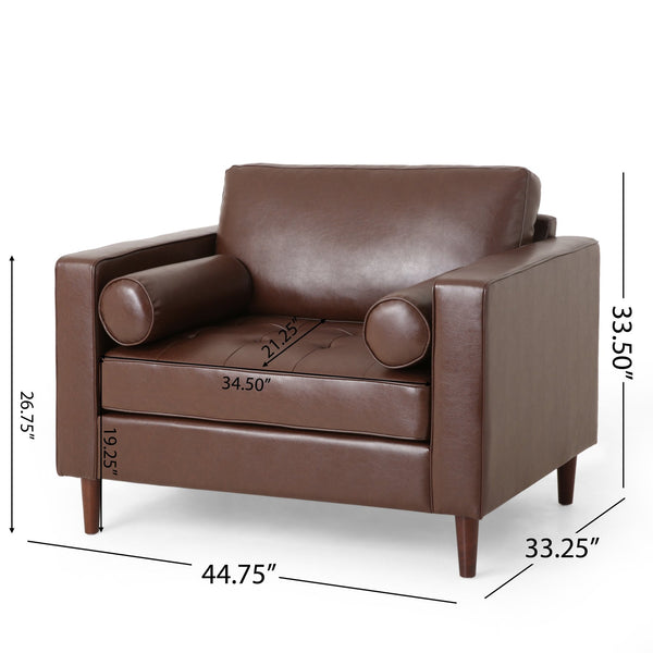 English Elm Christopher Knight Home® - CLUB Sophisticated Faux Leather Club Chair with Espresso Birch Legs, Plush Comfort and Modern Style Dark Brown 45 L x 34.25 W x 23.5 H 72623.00DBRN