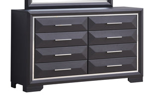 English Elm Liverpool King Bed with Bevel Panel Headboard, Matte Finish, Brushed Steel Accents & Storage Drawers Black 42 L x 62 W x 19 H B078P285485