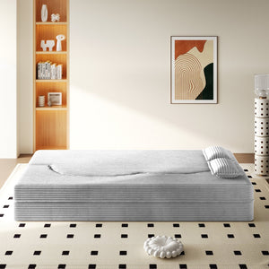 English Elm Modern Corduroy Floor Sofa Foldable Twin Sleeper Foam Filled for Compact Living Spaces Light Grey W1885P435361