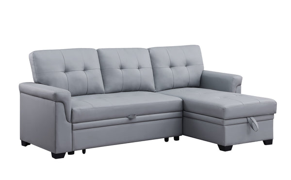 English Elm Jardin Vegan Leather Sleeper Sectional with Reversible Chaise and Hidden Storage B2749S00209
