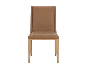 Sunpan Kalla Dining Chair Set of 2 - Stylish Milliken Cognac Upholstery, Rustic Oak Base & Gold Caps