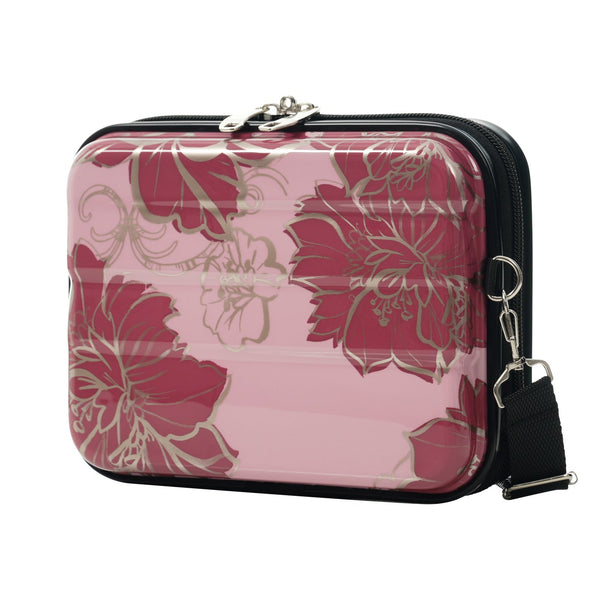 English Elm 6 Piece Hardshell Abs Travel Set with Spinner Wheels Combination Lock and Toiletry Bag Purple Pink Flower N732P391160E