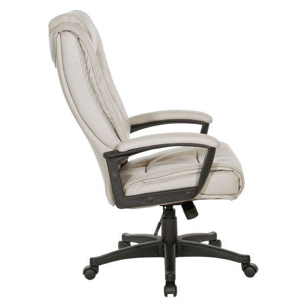 OSP Home Furnishings High Back Bonded Leather Office Chair with Lumbar Support and Ergonomic Padded Seat Taupe EC5162-EC21
