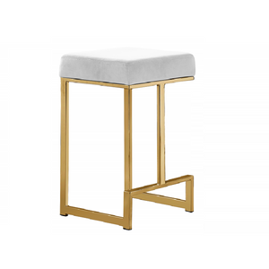 English Elm 25 in Backless Faux Leather Counter Stools with Brushed Gold Sled Base Set of 2 Gold+White B011P497737