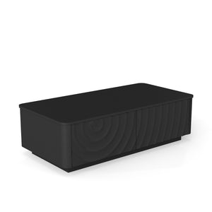 English Elm 47'' Spiral Grain Coffee Table Two Drawer Storage Mid Century Farmhouse Living Room Black W2263P412382