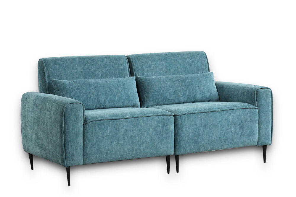 English Elm Rossa Three Seat Chenille Sofa with Pocket Coil Support and Sleek Metal Legs Blue B2749S00081