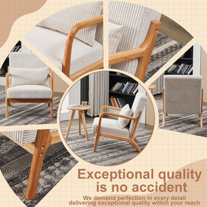 English Elm Mid-Century Modern Accent Chair & Coffee Table Set - Vintage Luxury For Stylish Living Spaces W2989P362773