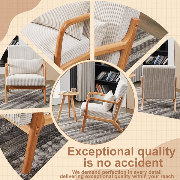 English Elm Mid-Century Modern Accent Chair & Coffee Table Set - Vintage Luxury For Stylish Living Spaces W2989P362773