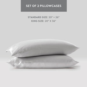 JLA Home Madison Park Essentials - Luxury Satin Pillowcases Set for Skin & Hair Protection, OEKO-TEX Softness, Wrinkle-Resistant Luxury Light Grey MPE21-920